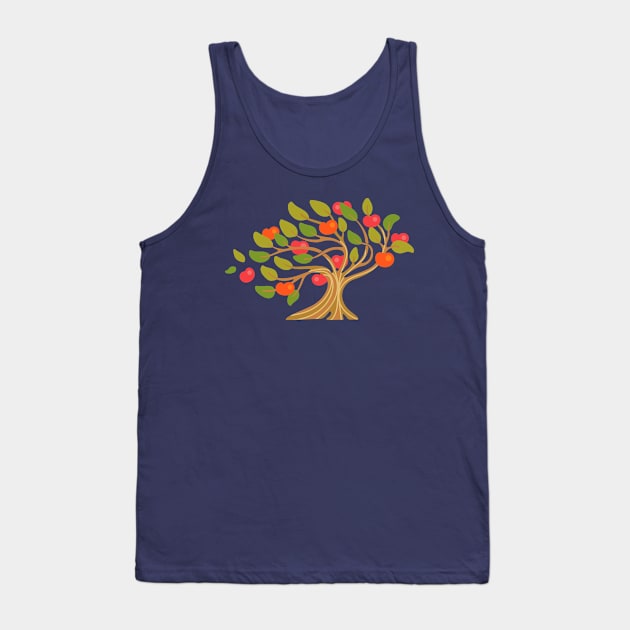 A WINDY DAY IN THE APPLE ORCHARD Ripe Fruit Tree in Bright Warm Autumn Green Red Orange Brown Beige - UnBlink Studio by Jackie Tahara Tank Top by UnBlink Studio by Jackie Tahara